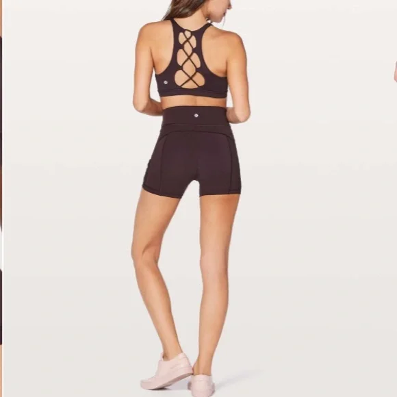 Lululemon Tied To It Biker Shorts 3.5 inch Black Cherry Plum Purple 6 Mesh - Picture 4 of 14